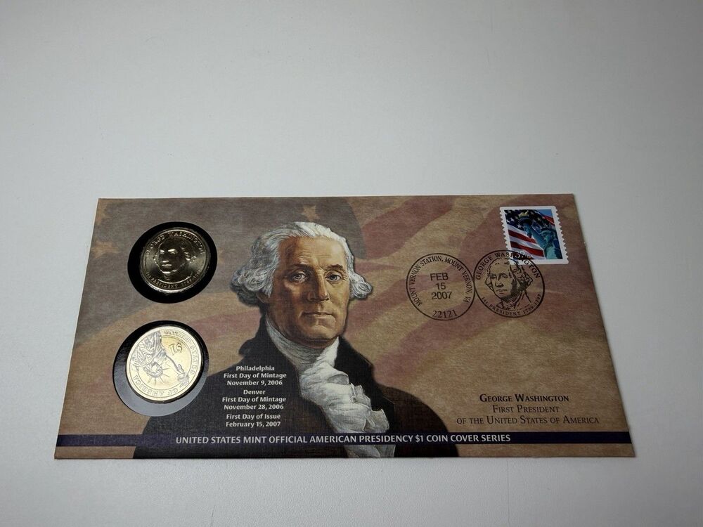 2007 P&D George Washington One Dollar Coin Cover Limited Edition Mint code P21